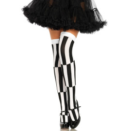 Leg Avenue Woven Illusion Thigh Highs Black-White