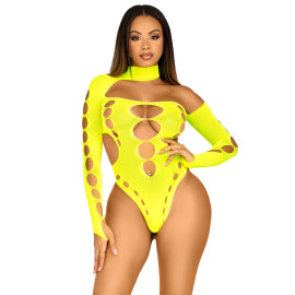 Leg Avenue Seamless Thong Back Bodysuit Neon Yellow