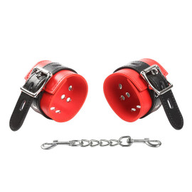 OhMama Fetish Locking/Buckling Wrist Restraints Red-Black