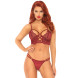 Leg Avenue Lace Bralette with Sheer Thong 81577 Burgundy